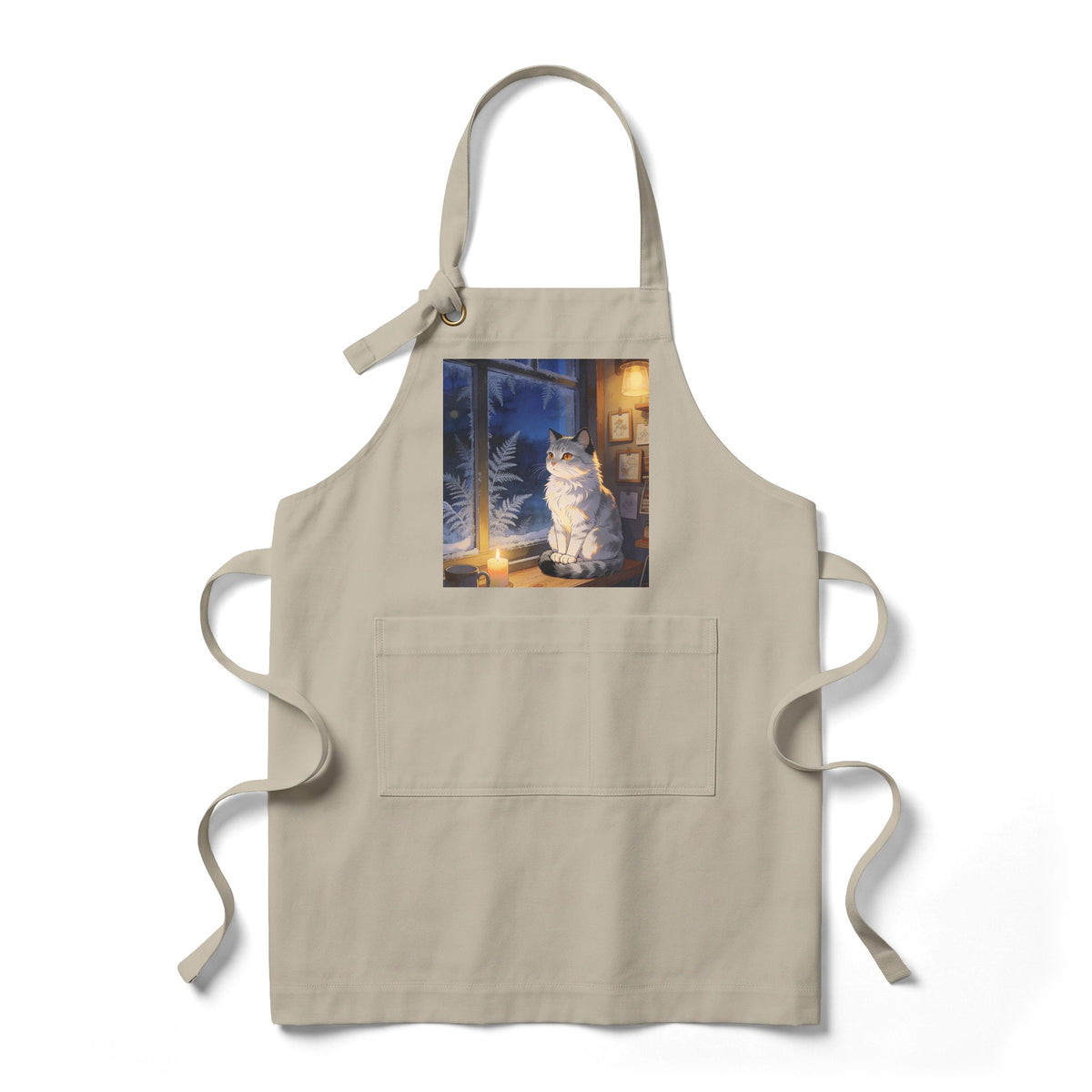 Winter Keeper of the Windowsill - Holiday Cat Kitchen Apron