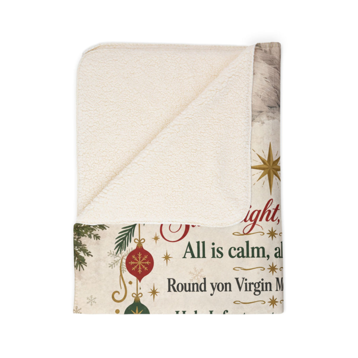 Silent Night Carol — Nativity Sherpa Fleece Throw Blanket