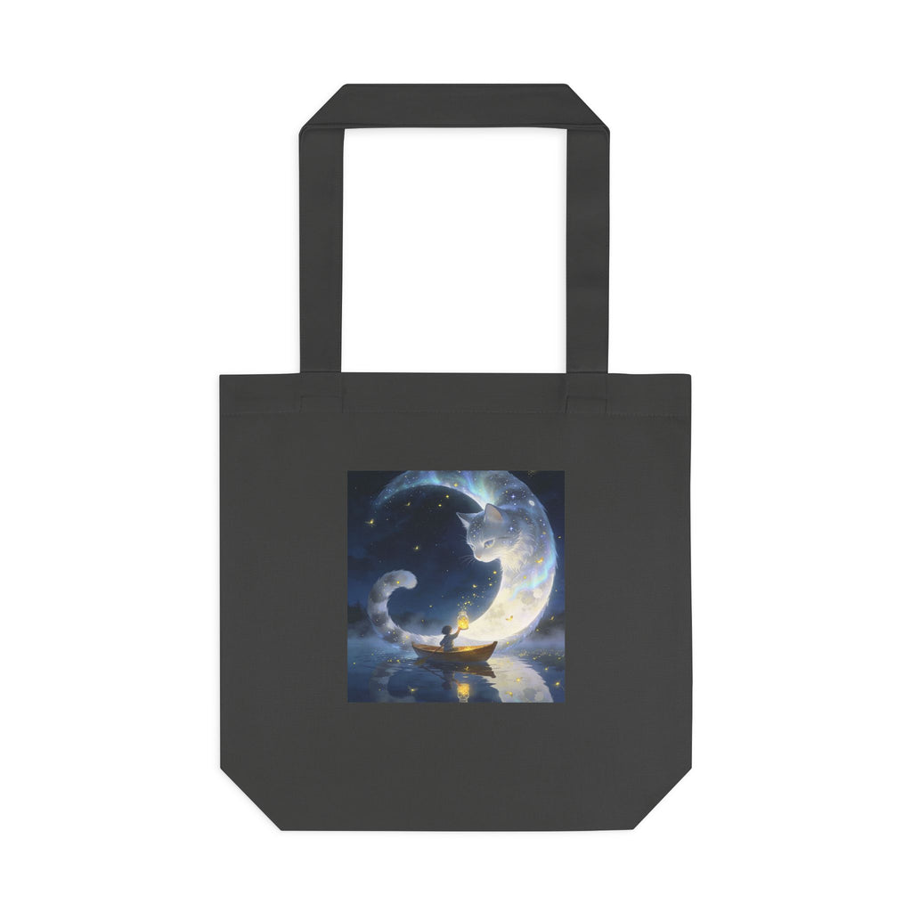 The Moon Keeps Watch — Moon Guardian Cat Cotton Tote Bag