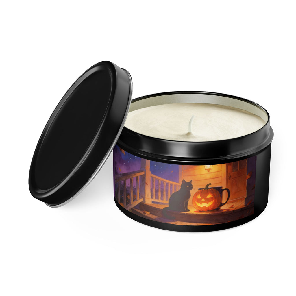 Sweet Smoke and Candlelight — Halloween Cat Pumpkin Tin Candle