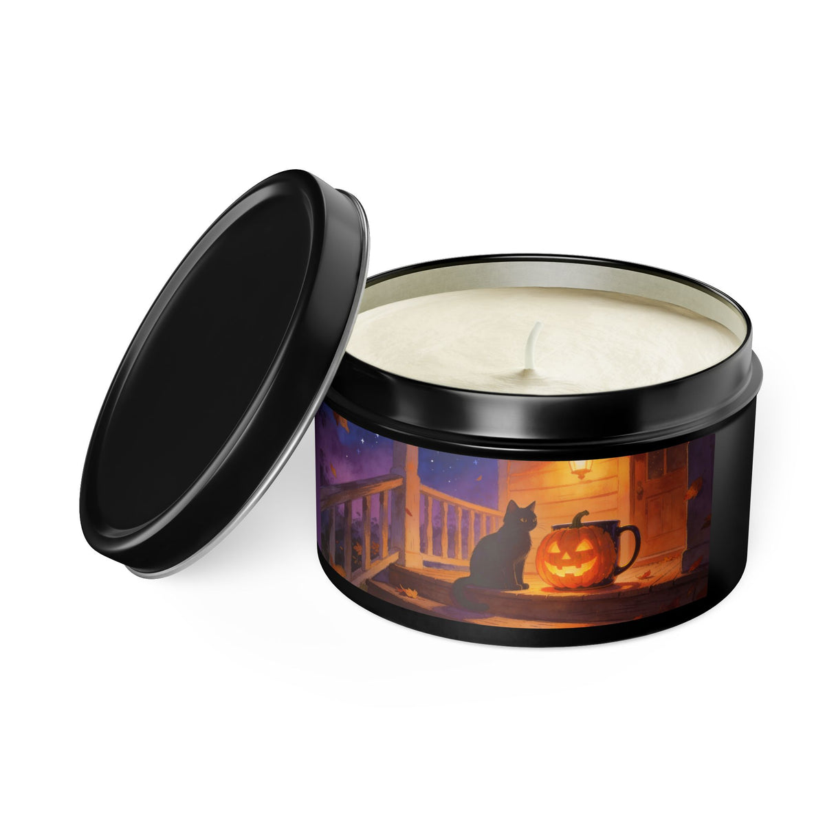 Sweet Smoke and Candlelight — Halloween Cat Pumpkin Tin Candle