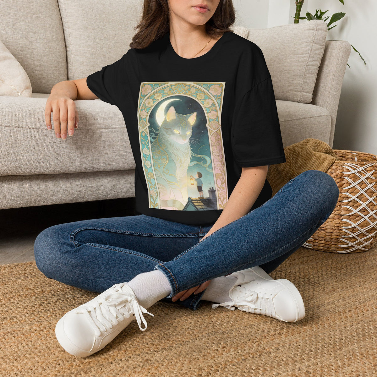 Ethereal Art Nouveau - Cat Graphic T-shirt