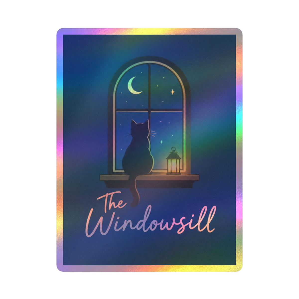 The Windowsill Cat — Moonlit Kiss-Cut Vinyl Sticker