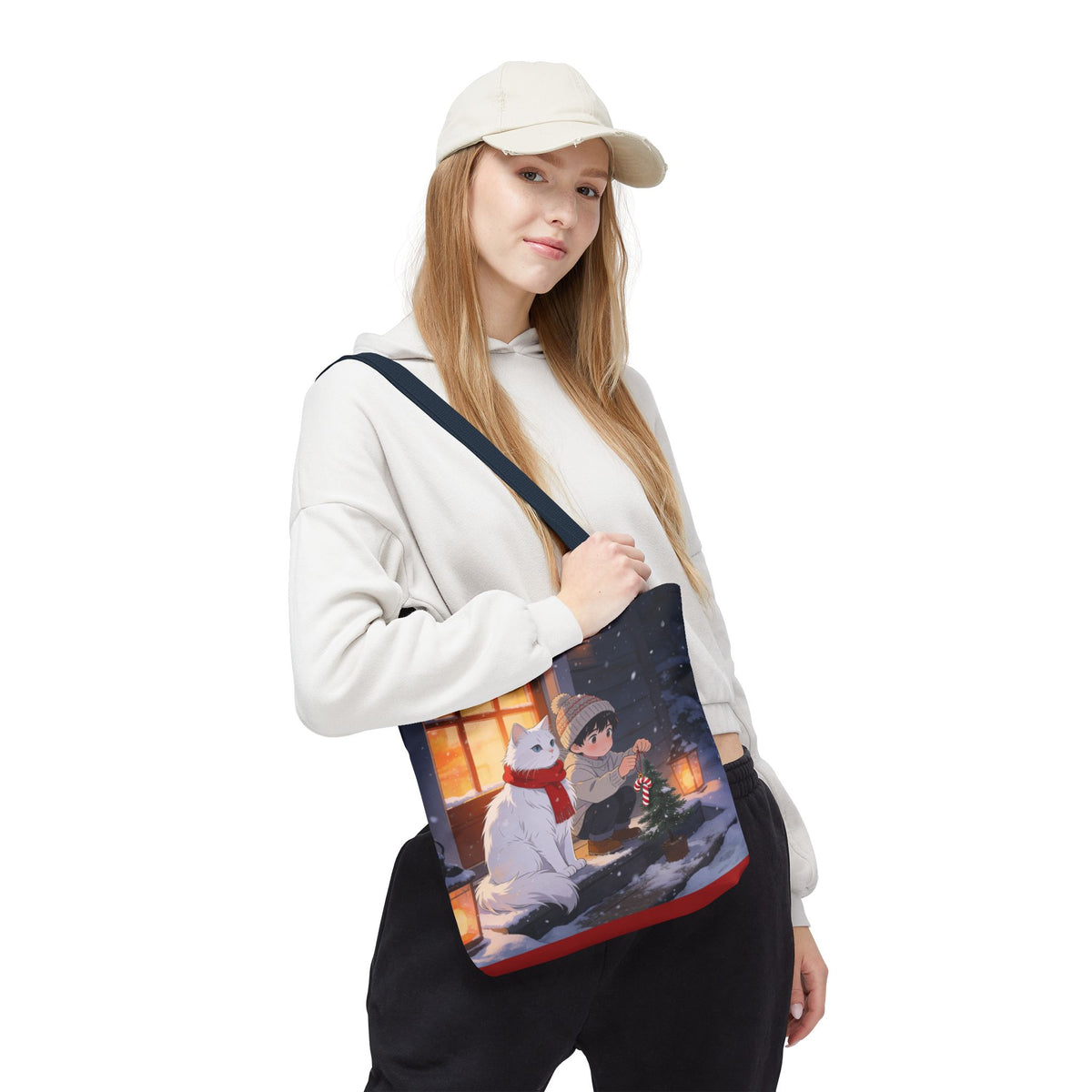 Cozy Christmas Cat Winter Scene - Tote Bag