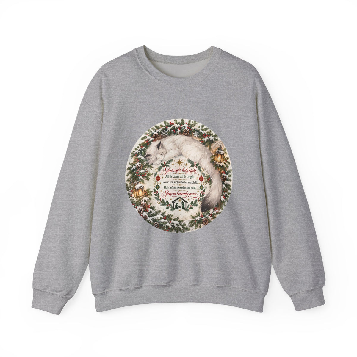 Silent Night Carol — Christmas Cat Crewneck Sweatshirt