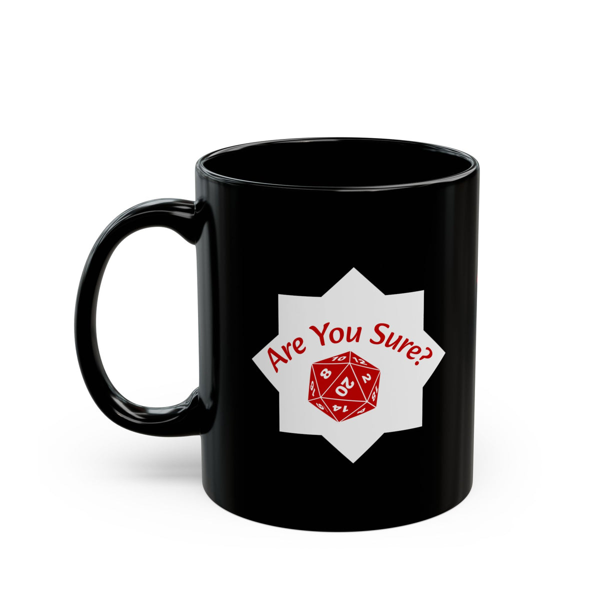 The Dice Rolls — Tabletop RPG Black Ceramic Mug, D20, 11oz & 15oz