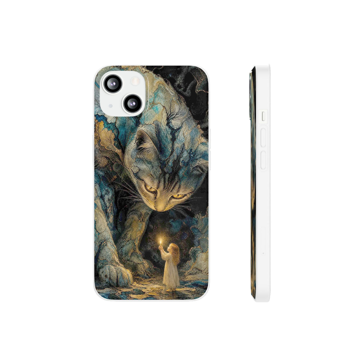Whispers by Candlelight — Mystical Cat & Child Phone Case