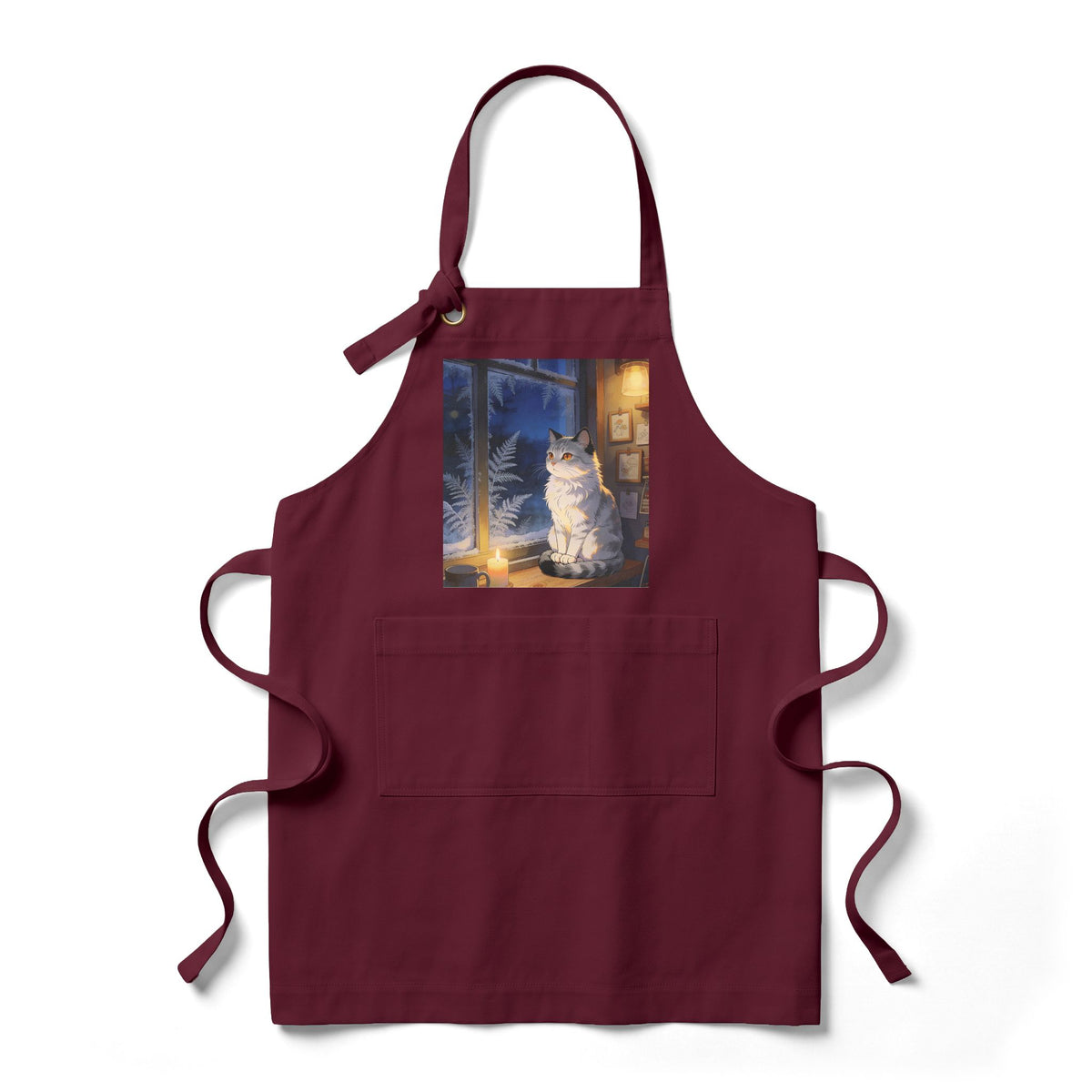 Winter Keeper of the Windowsill - Holiday Cat Kitchen Apron