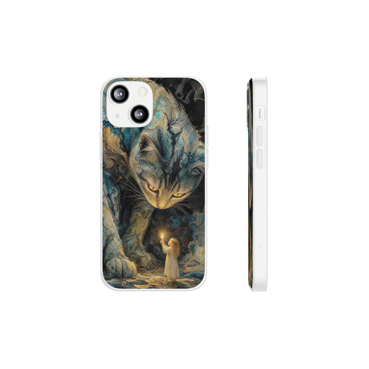 Whispers by Candlelight — Mystical Cat & Child Phone Case