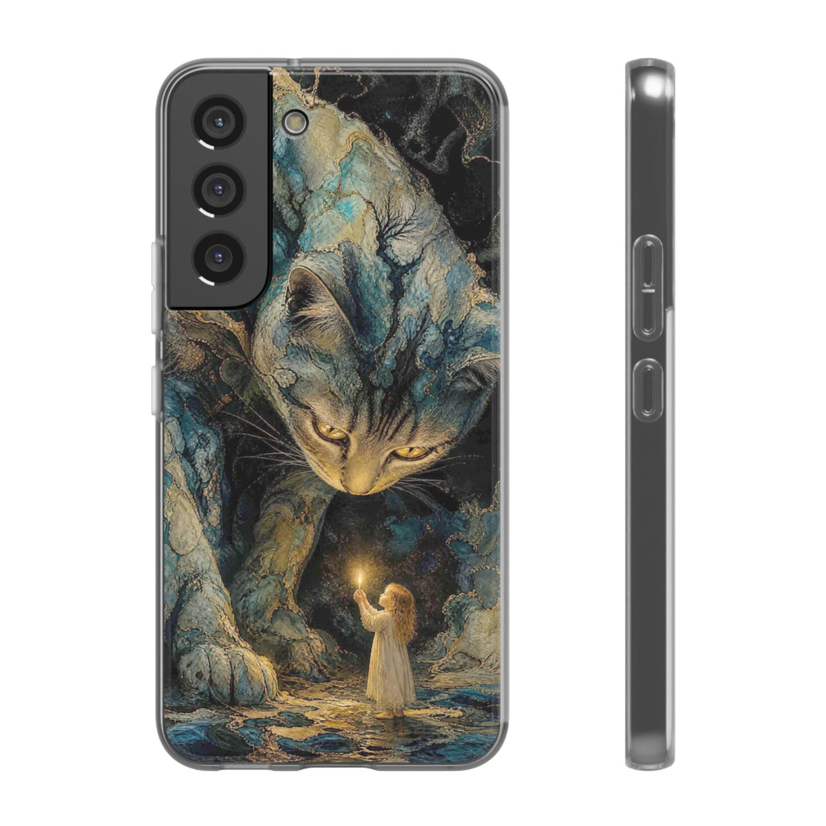 Whispers by Candlelight — Mystical Cat & Child Phone Case