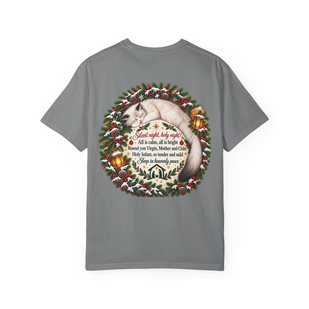 Silent Night Carol — Christmas Cat T-Shirt