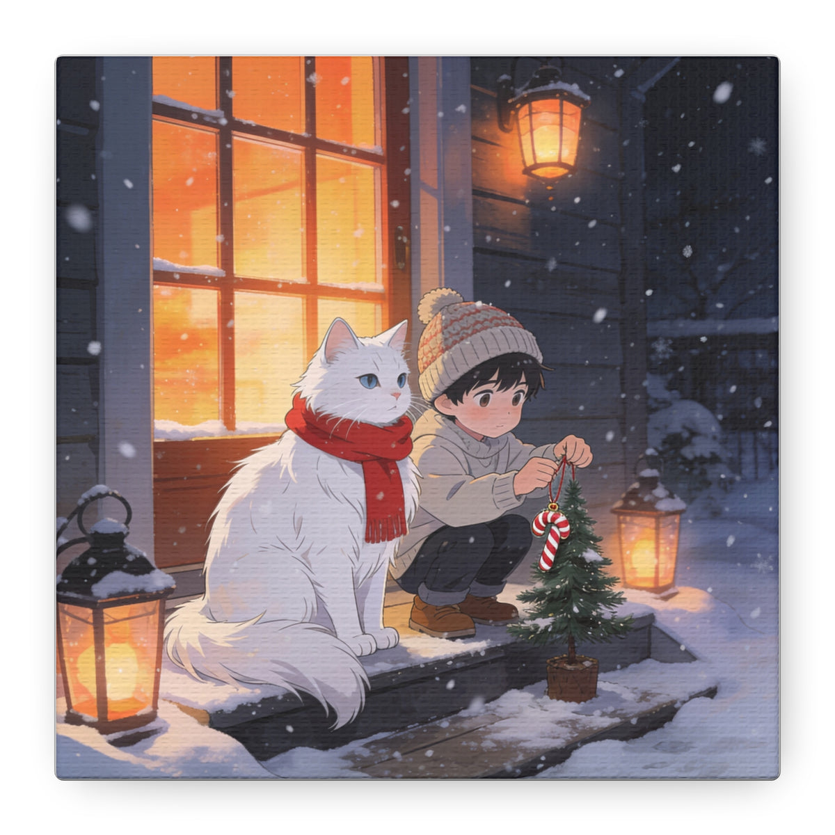 Snowfall Watch — Christmas Doorstep Guardian Canvas