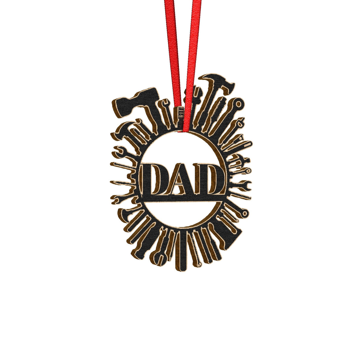 Dad Wooden Ornament — Custom Tool Sunburst Keepsake for Father’s Day, Christmas or New Dad Gift