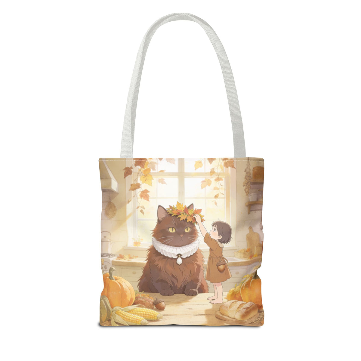 Harvest Watch — Wheat Walk Tote Bag, Guardian Cat & Fawn