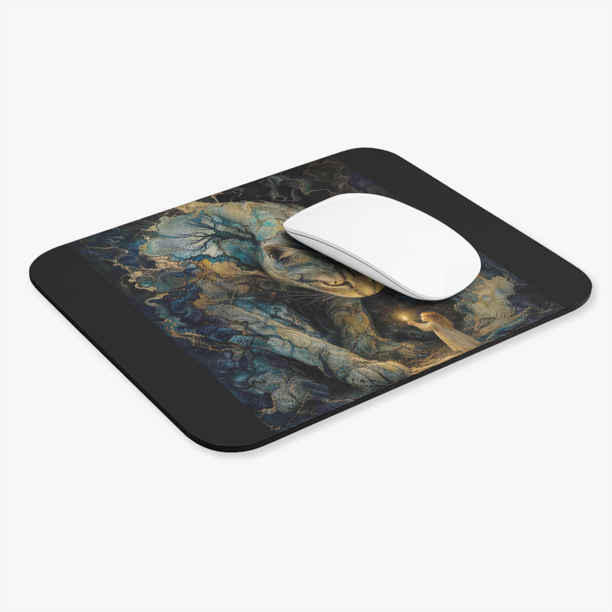 The Enchanted Watch — Mystical Cat & Child Enchanted Night Desk Mat
