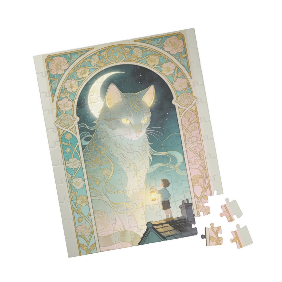 The Lantern Cat & The Rooftop Boy Puzzle — 520/252/110/1014-Piece Jigsaw for Adults & Kids