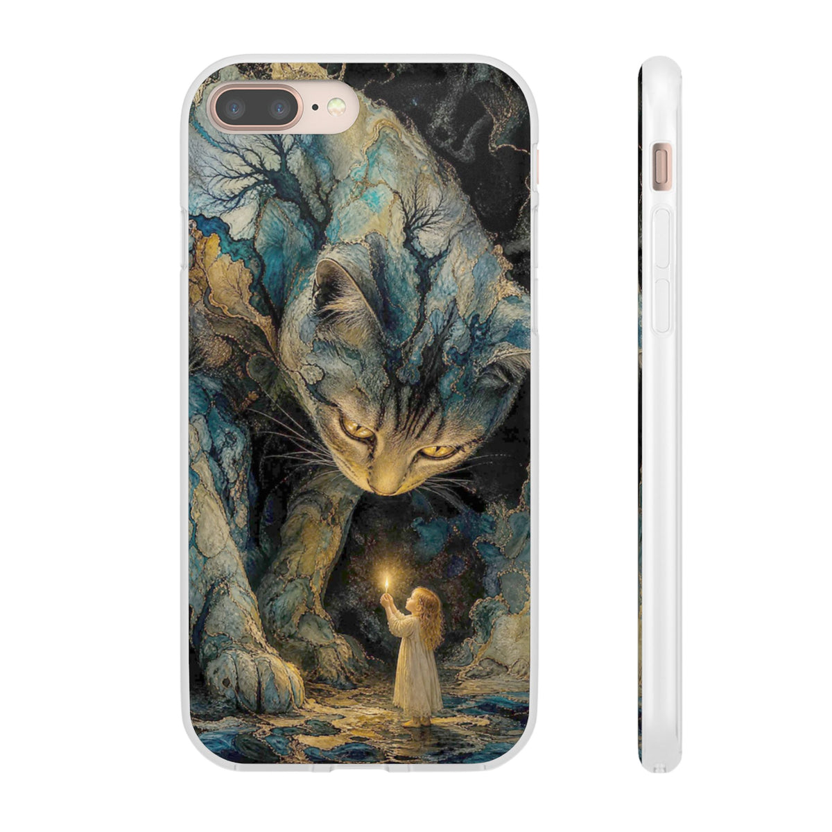 Whispers by Candlelight — Mystical Cat & Child Phone Case
