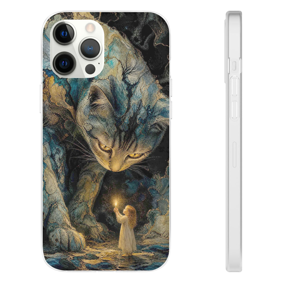 Whispers by Candlelight — Mystical Cat & Child Phone Case