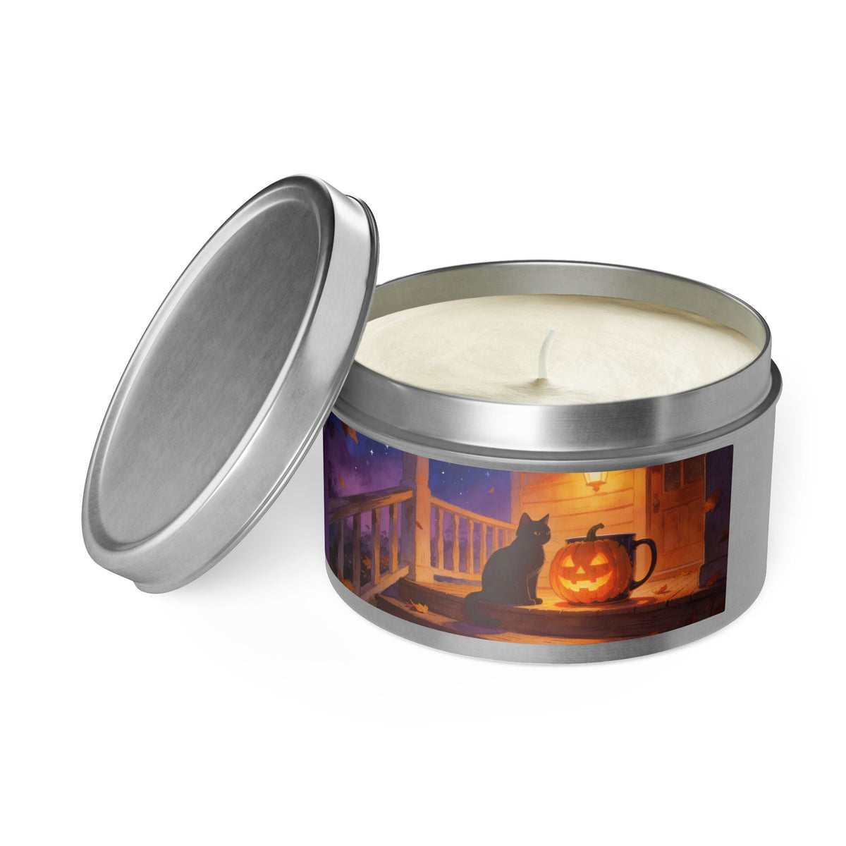 Sweet Smoke and Candlelight — Halloween Cat Pumpkin Tin Candle