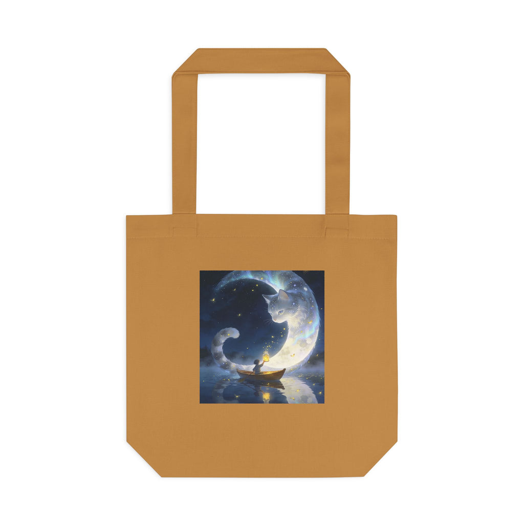 The Moon Keeps Watch — Moon Guardian Cat Cotton Tote Bag
