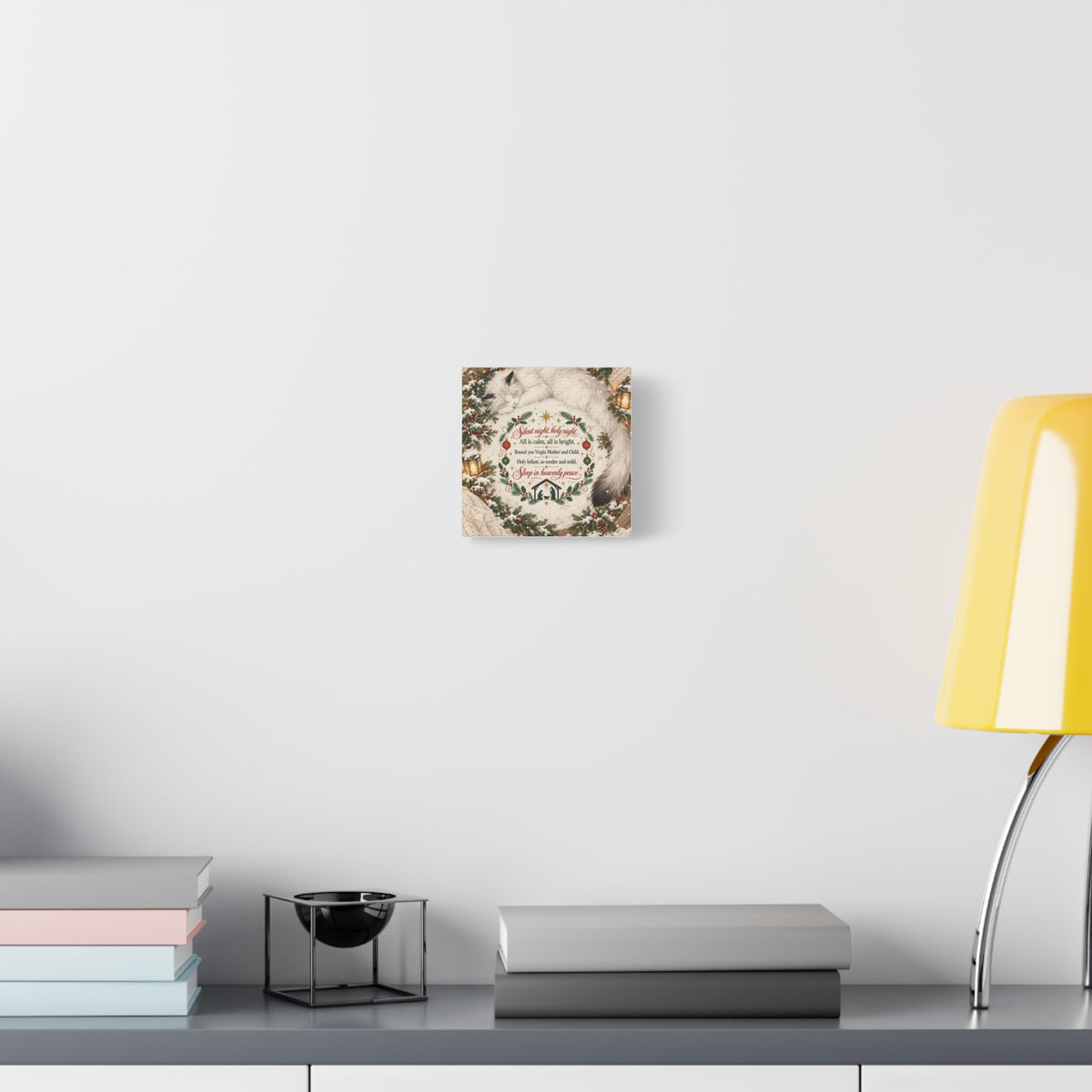Silent Night Carol — Christmas Cat Nativity Canvas Wall Art