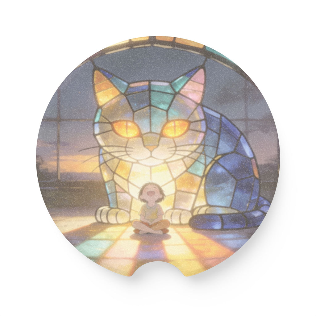 Glasswork Coasters — Stained Glass Cat Car Coaster, 1 or 2 pc