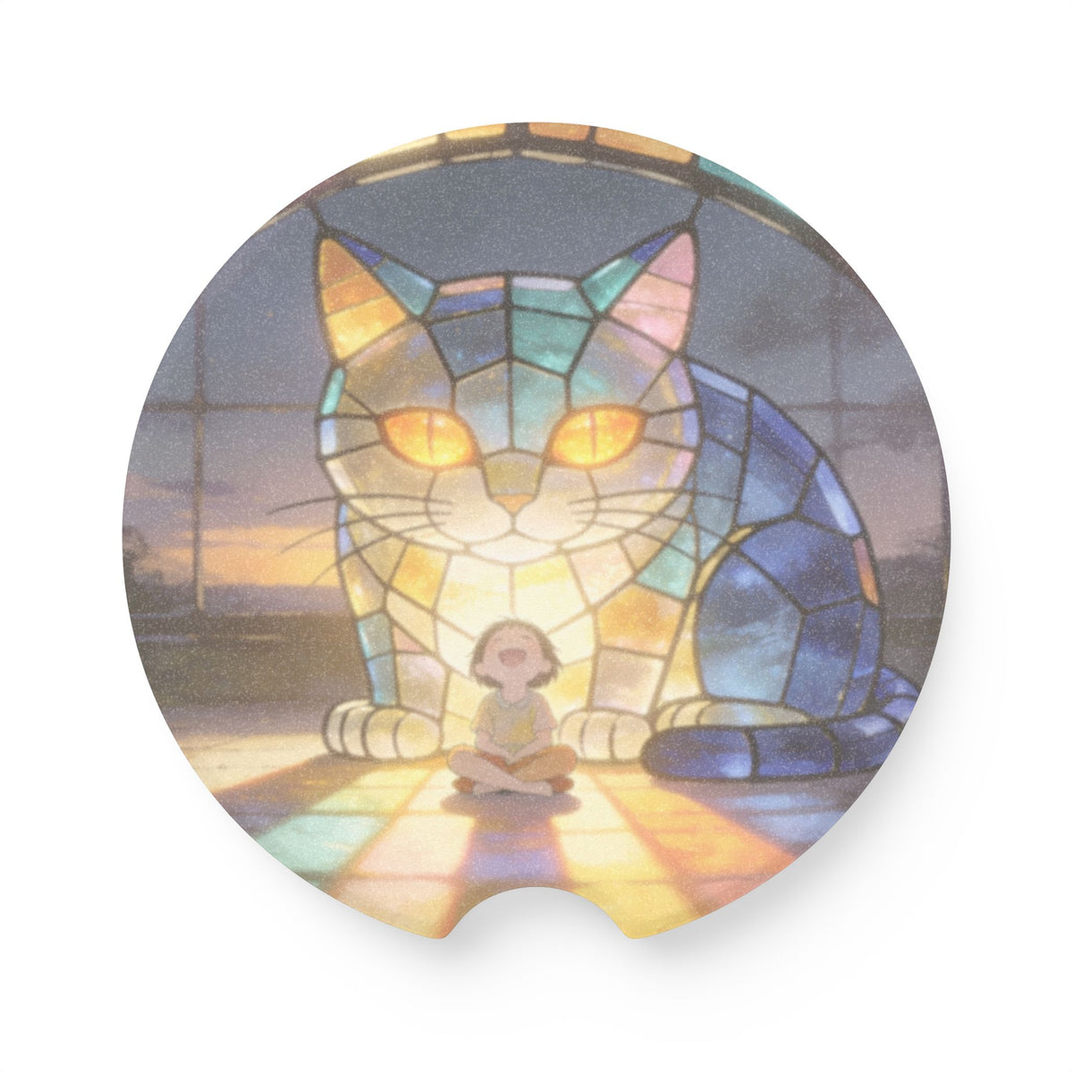 Glasswork Coasters — Stained Glass Cat Car Coaster, 1 or 2 pc