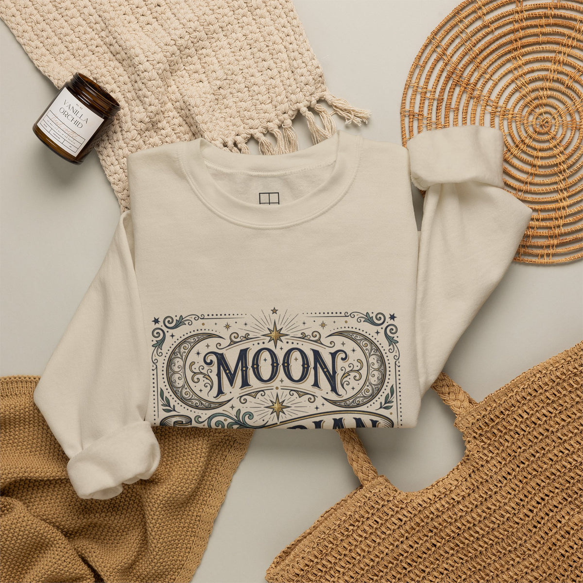 The Moon Keeps Watch — Moon Guardian Celestial Crewneck Sweatshirt