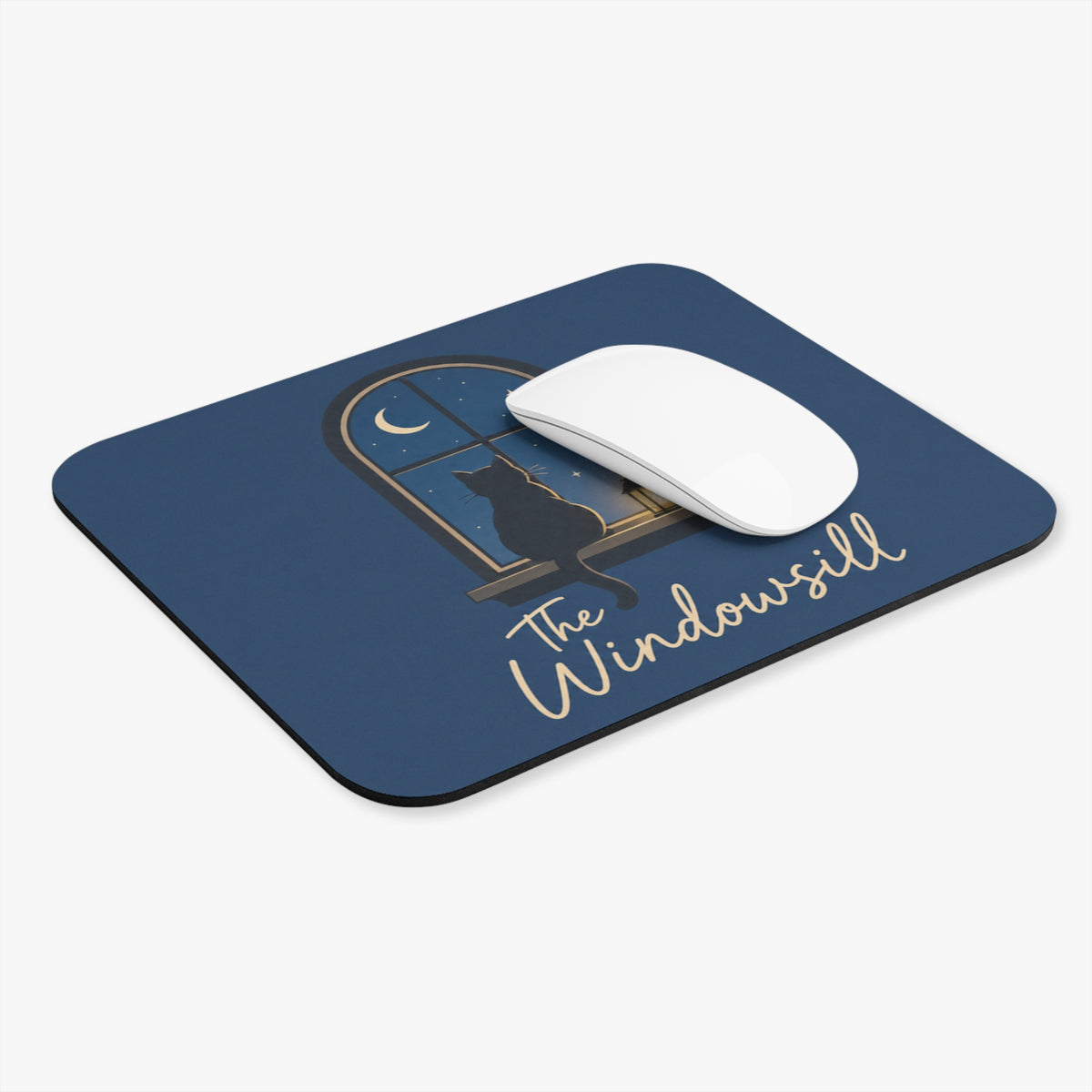 Night Watch from the Sill — Windowsill Cat Mouse Pad, 9x8