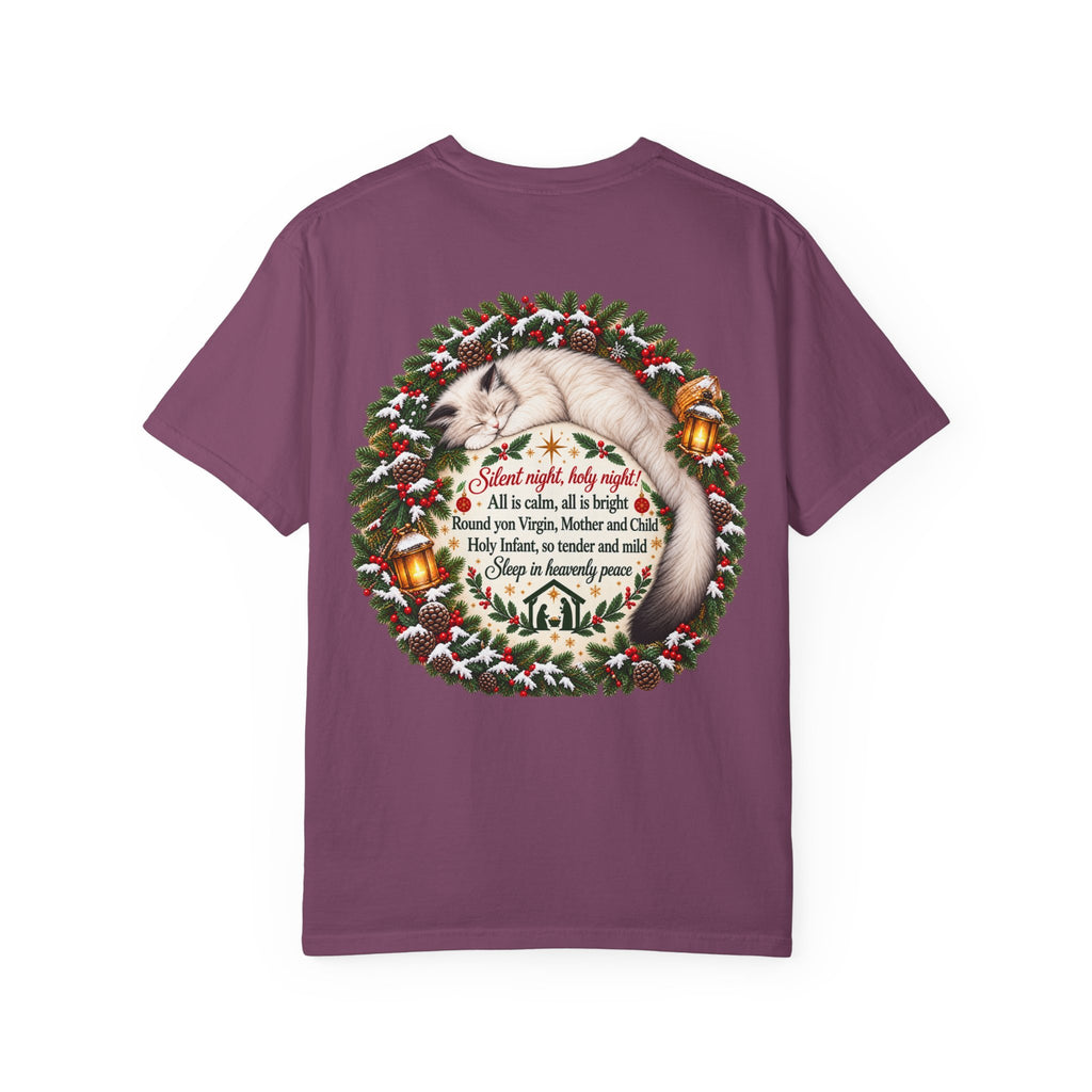 Silent Night Carol — Christmas Cat T-Shirt