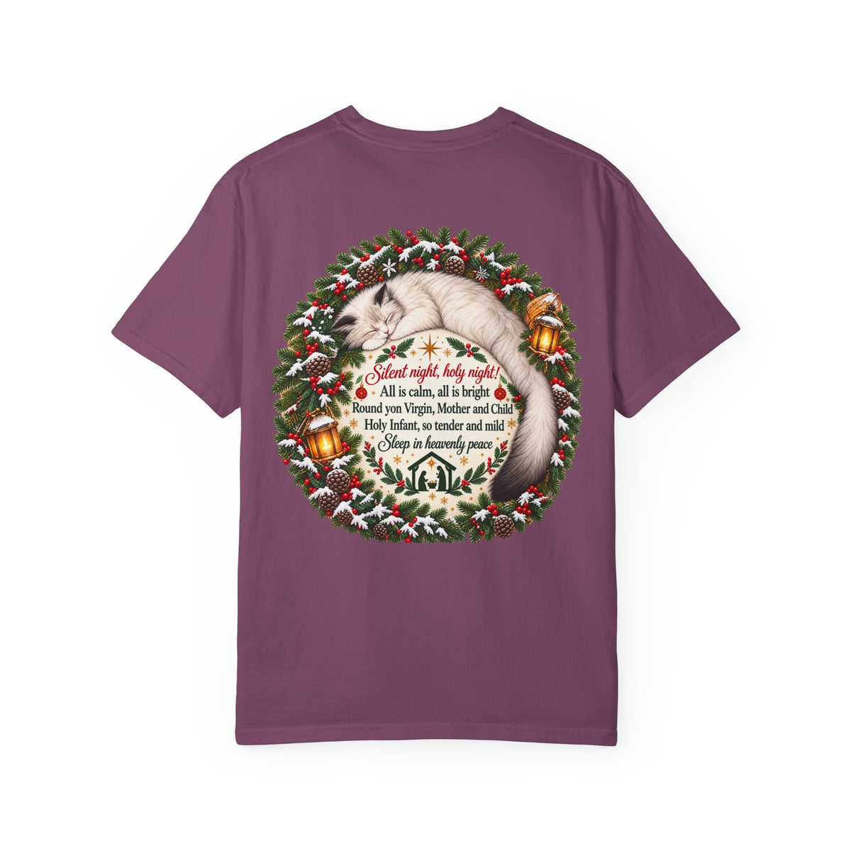 Silent Night Carol — Christmas Cat T-Shirt