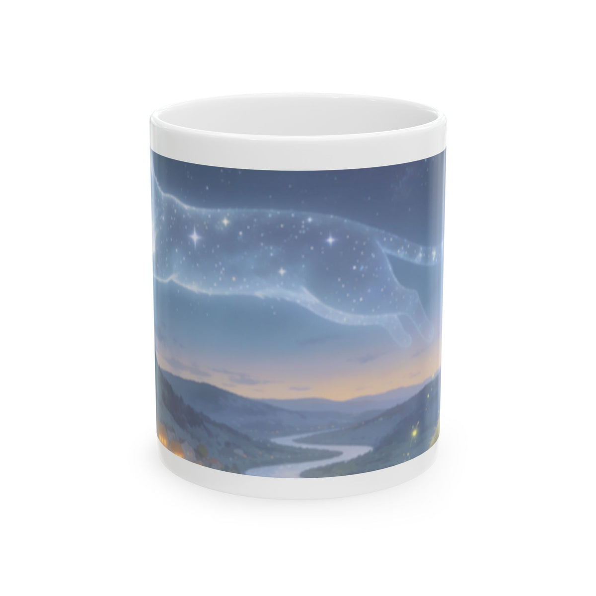 The Watcher in the Stars — Celestial Cat Ceramic Mug, 11 or 15 oz
