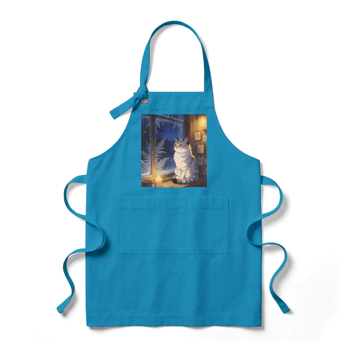 Winter Keeper of the Windowsill - Holiday Cat Kitchen Apron