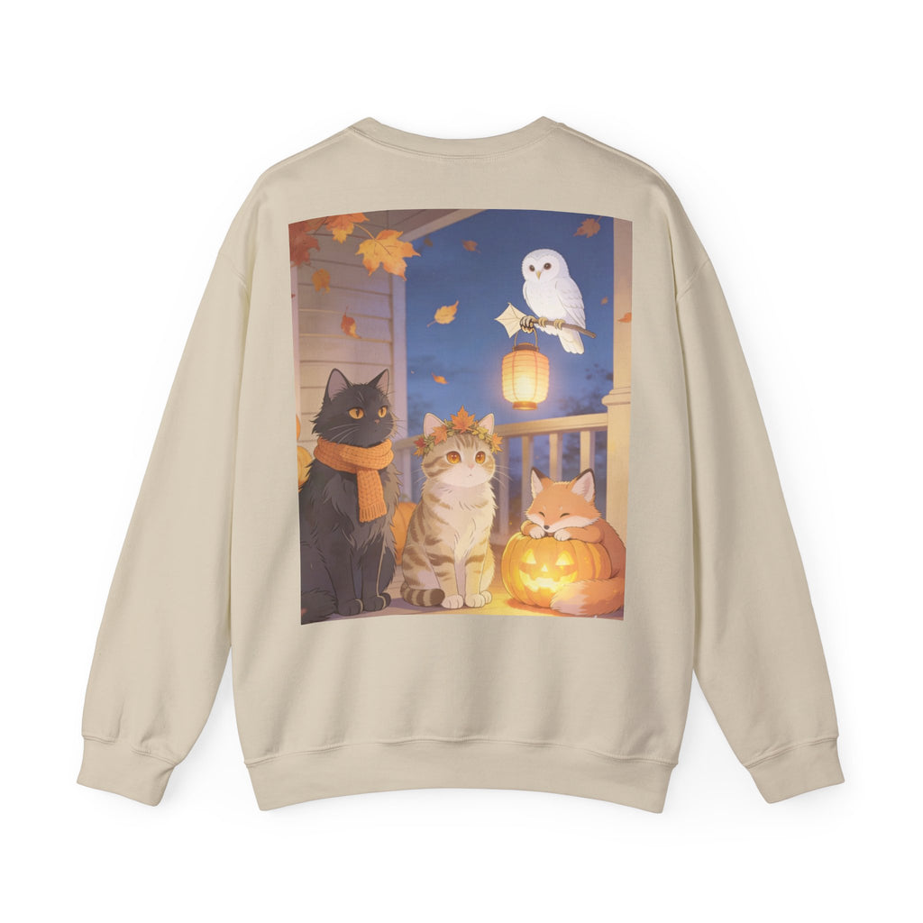 Fall Is Here Cat & Pumpkin Crewneck Sweatshirt
