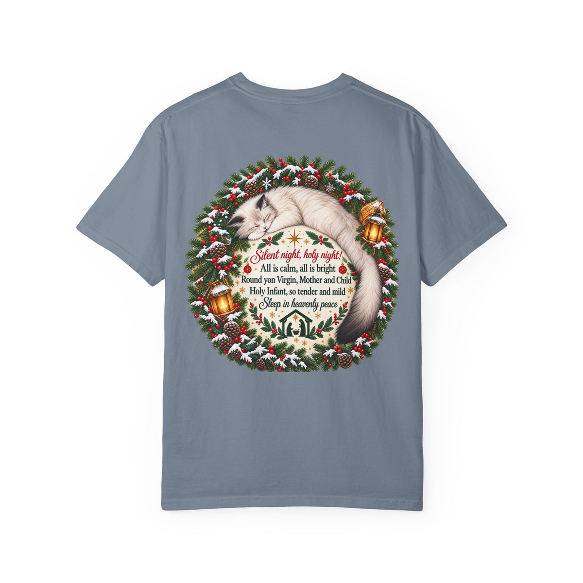 Silent Night Carol — Christmas Cat T-Shirt