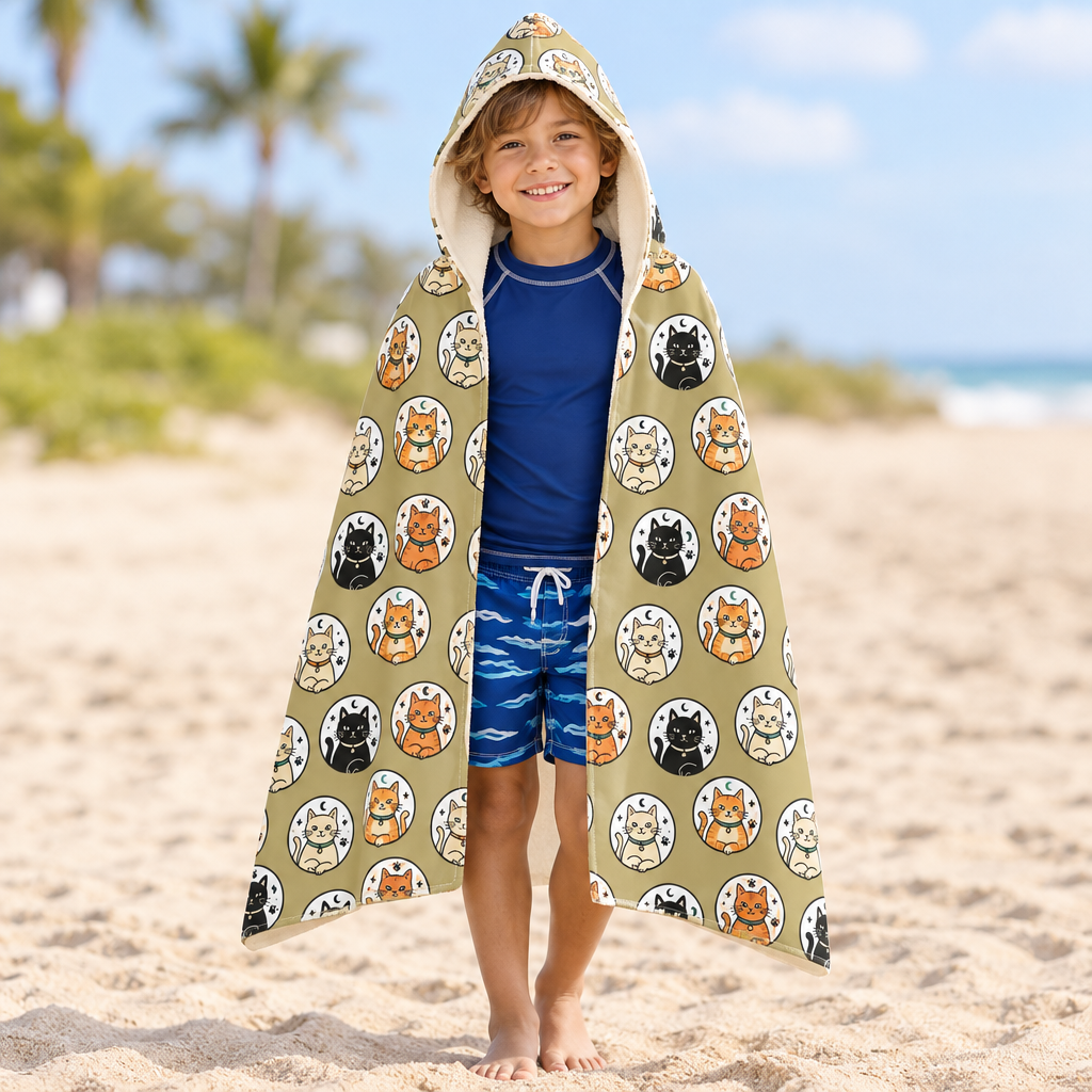 The Beach Guard — Kids Hooded Towel with Cat Hood