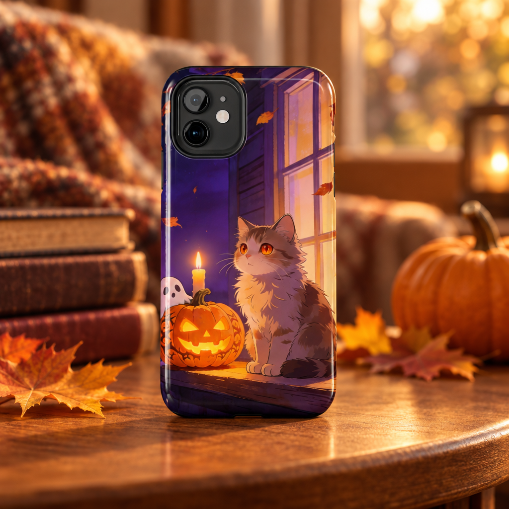 The Porch Watcher - Halloween Cat Tough Phone Case