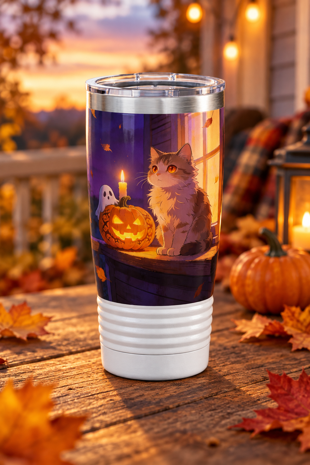 The Porch Watcher  - 20oz Halloween Cat Tumbler