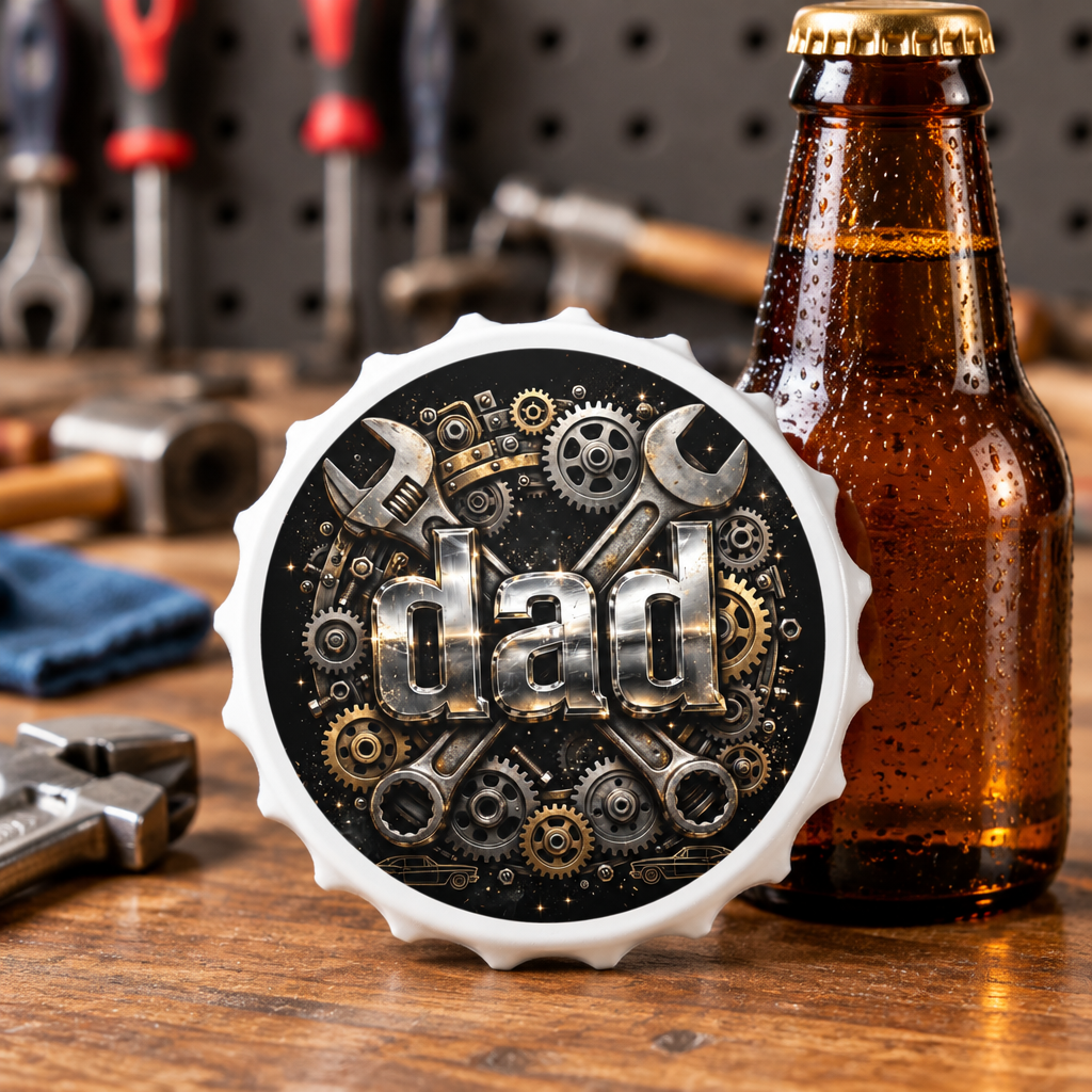 Hands That Never Quit — Dad Mechanic Bottle Opener