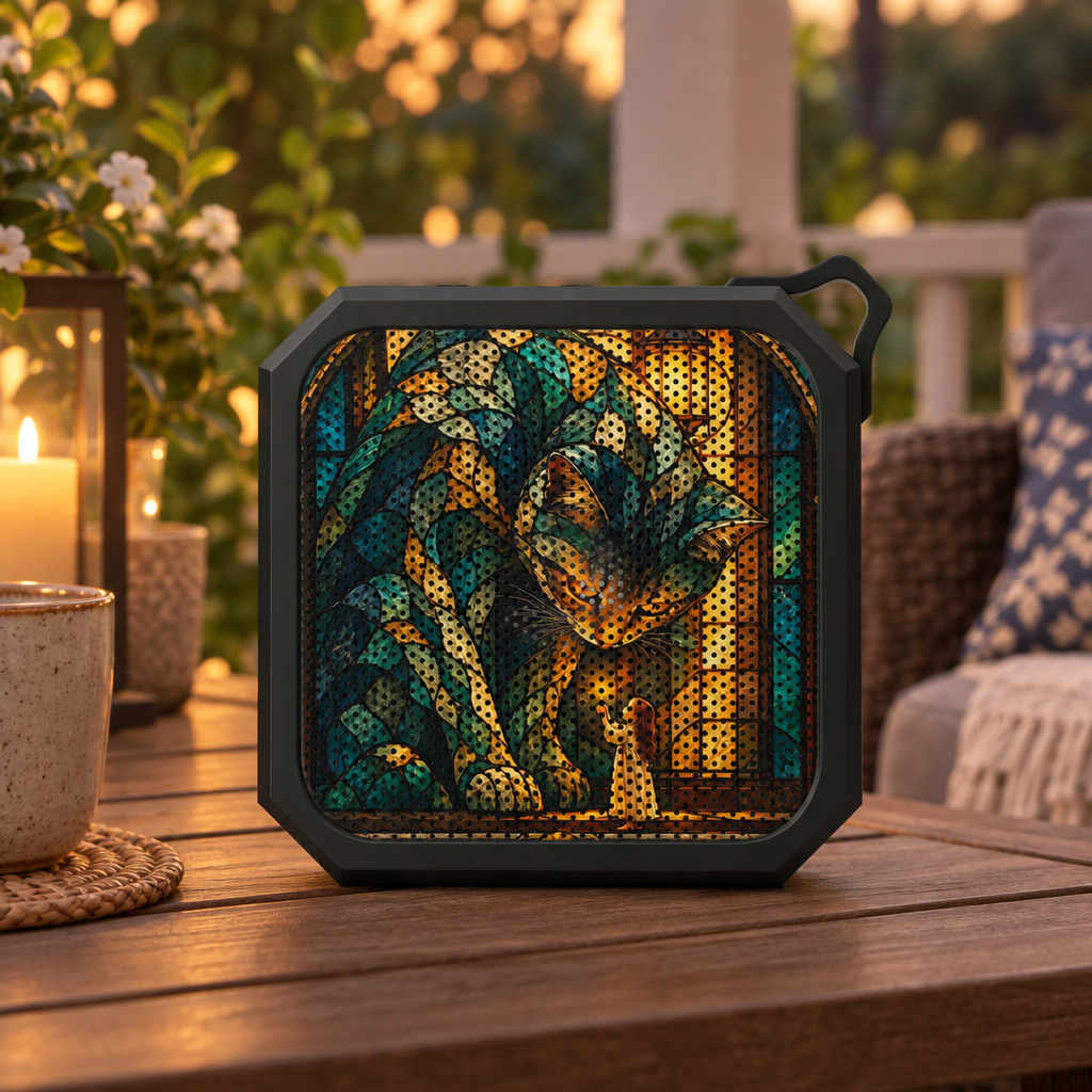 Music in the Glass — Stained Glass Cat Outdoor Bluetooth Speaker