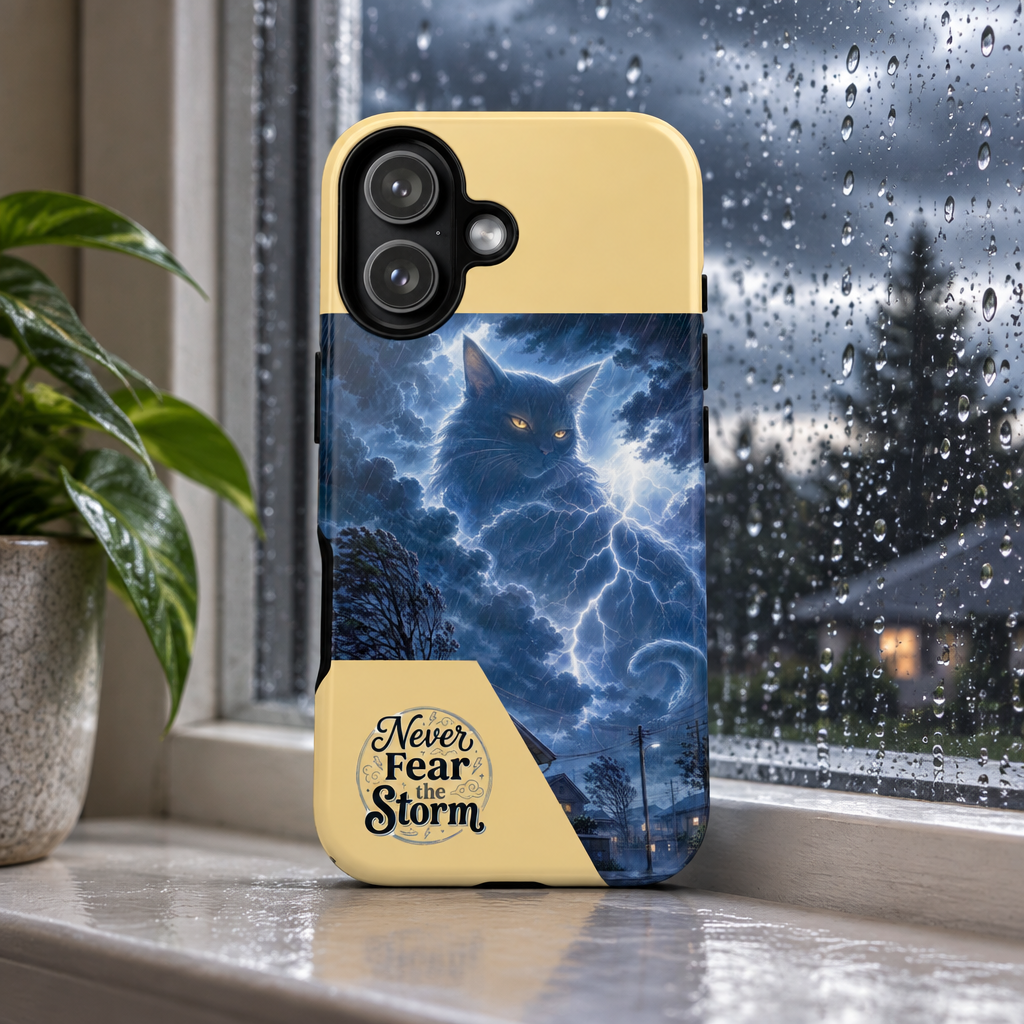 Never Fear the Storm — Lightning Cat iPhone Case