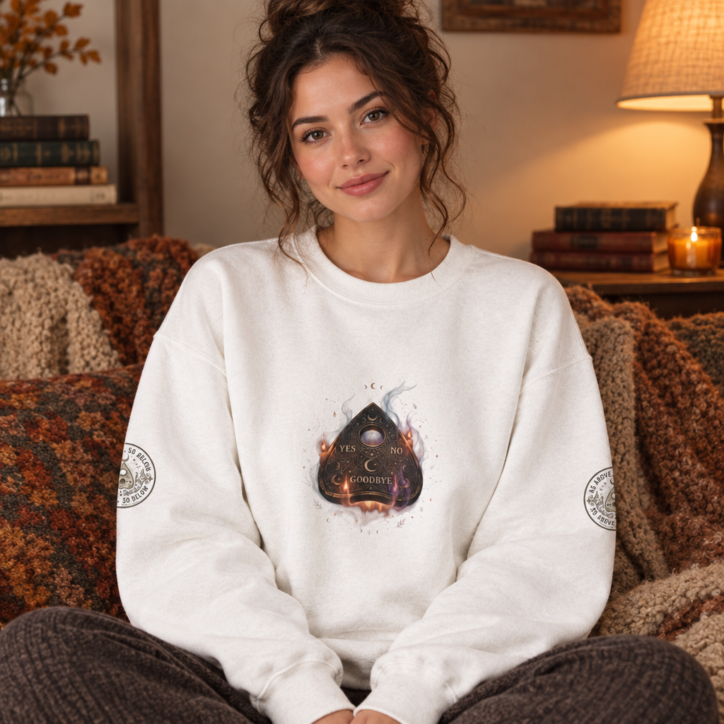 The Answers Wait — Mystic Ouija Planchette Crewneck Sweatshirt