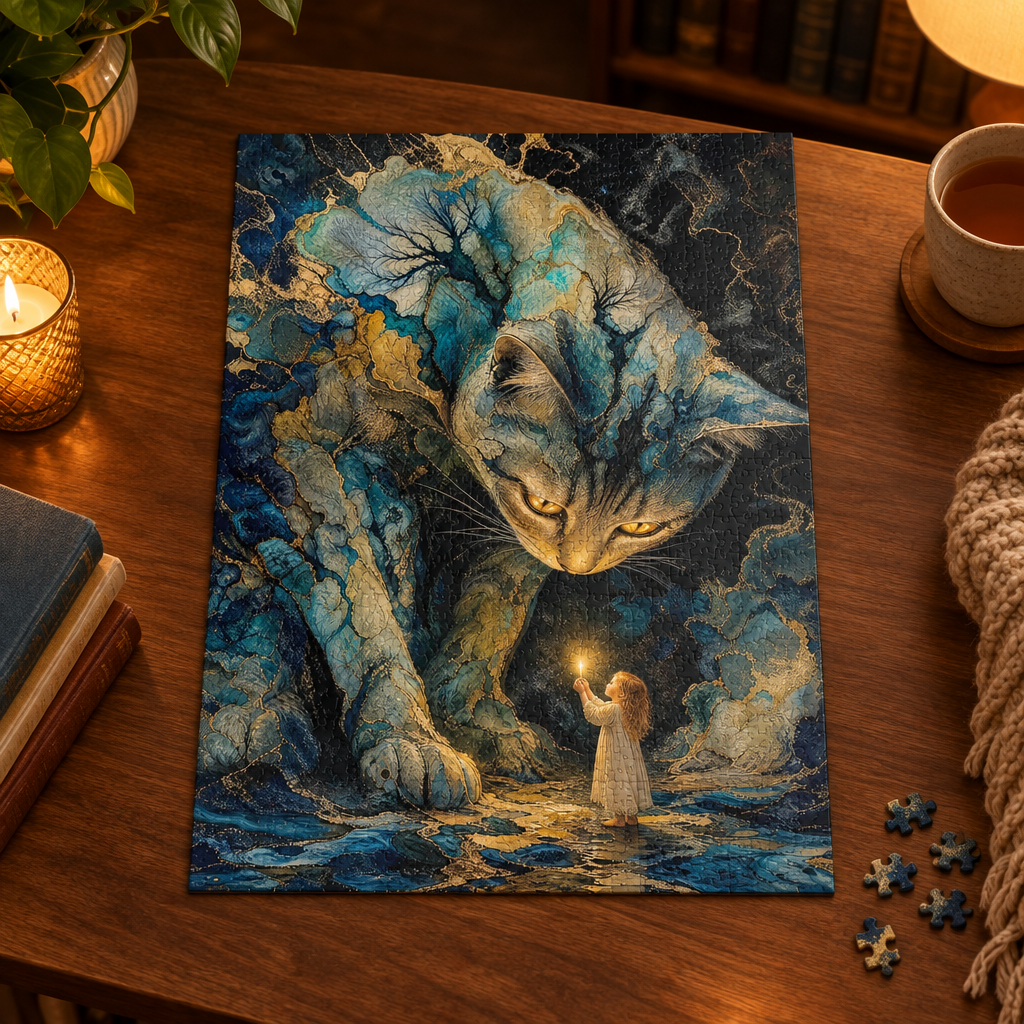 The Enchanted Watch — Mystical Cat & Child Jigsaw Puzzle, 110–1014 pc