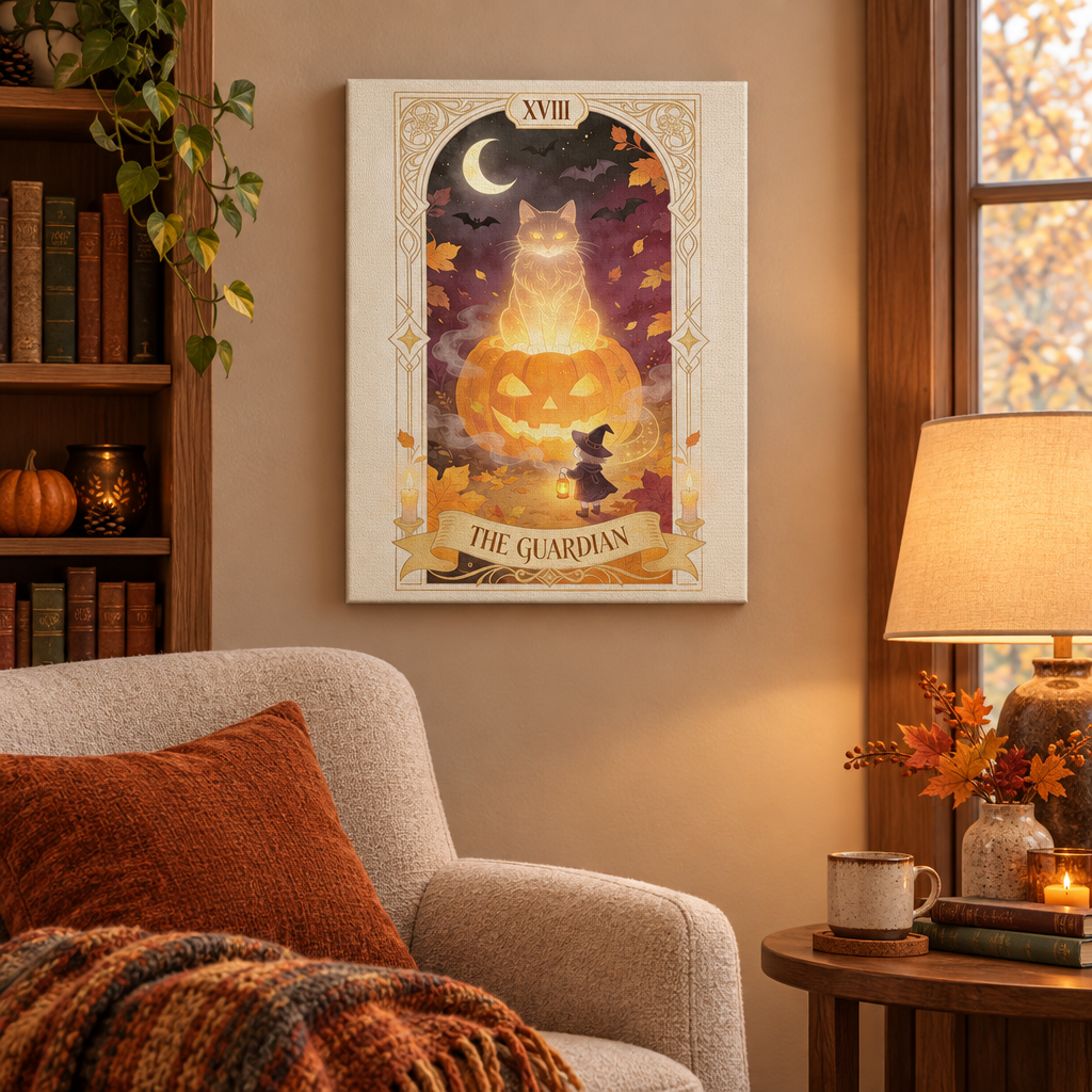 The Pumpkin Oracle — Guardian Tarot Halloween Canvas Wall Art