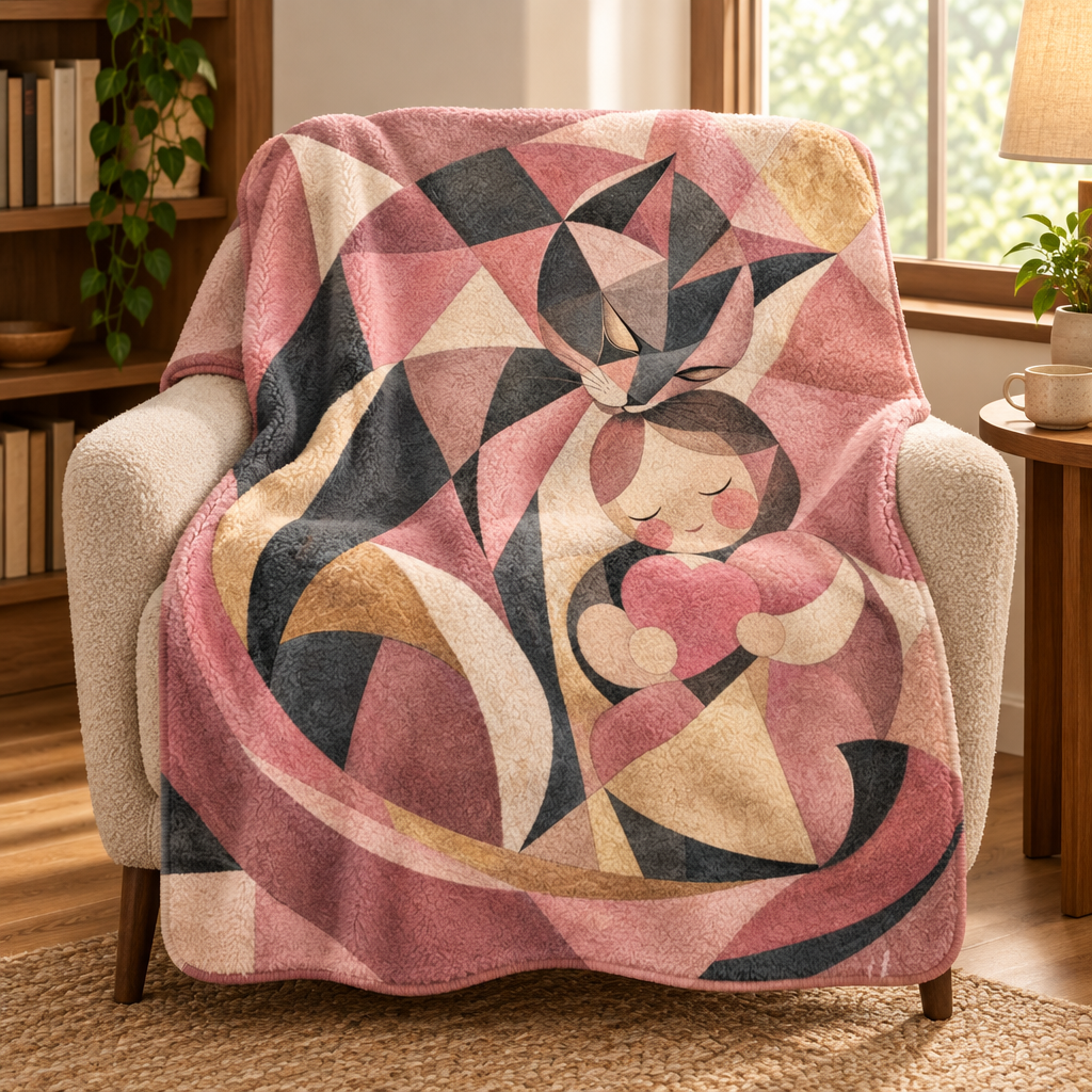 The Softest Watch — Guardian Cat & Child Sherpa Throw Blanket