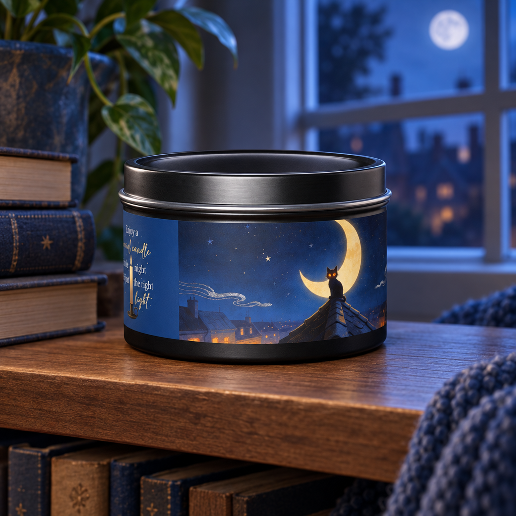 The Window Watcher — Moonlit Cat Tin Candle