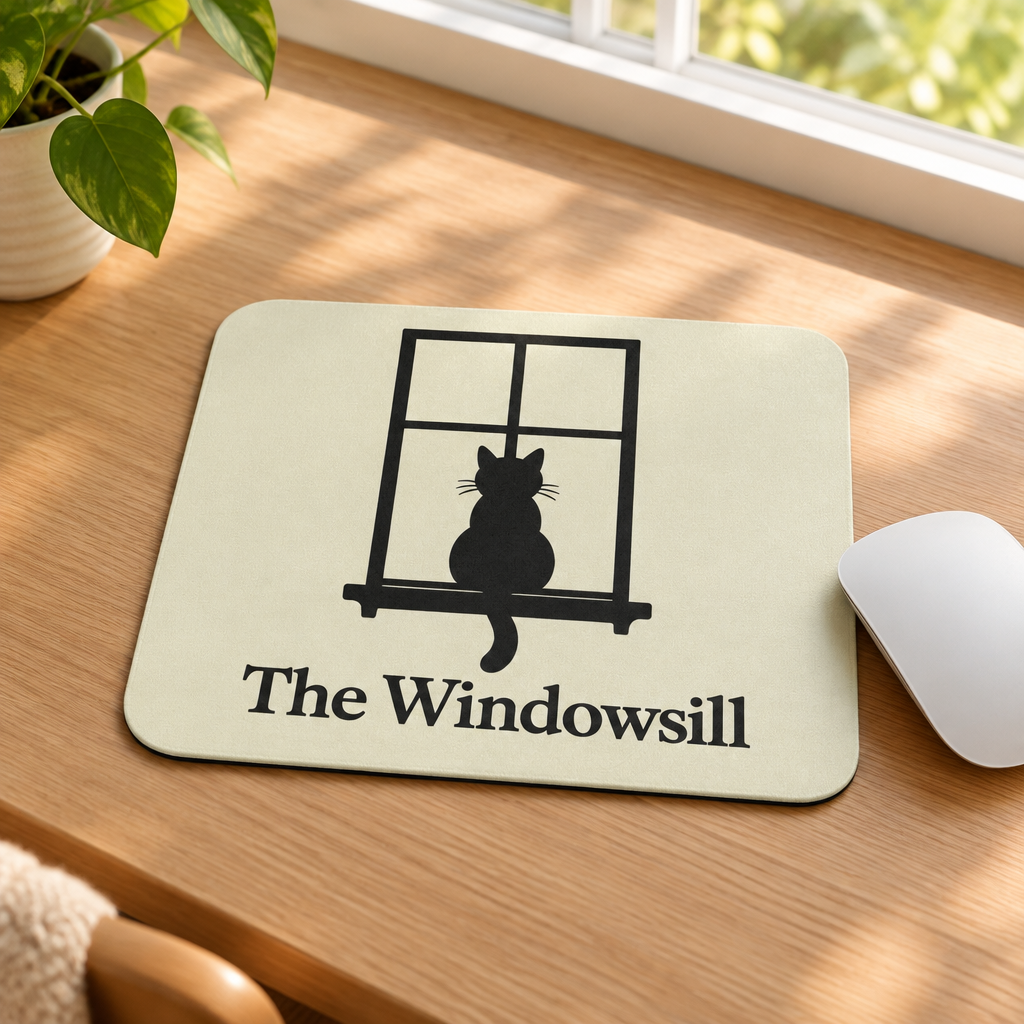 The Windowsill Cat — Black Cat Silhouette Mouse Pad